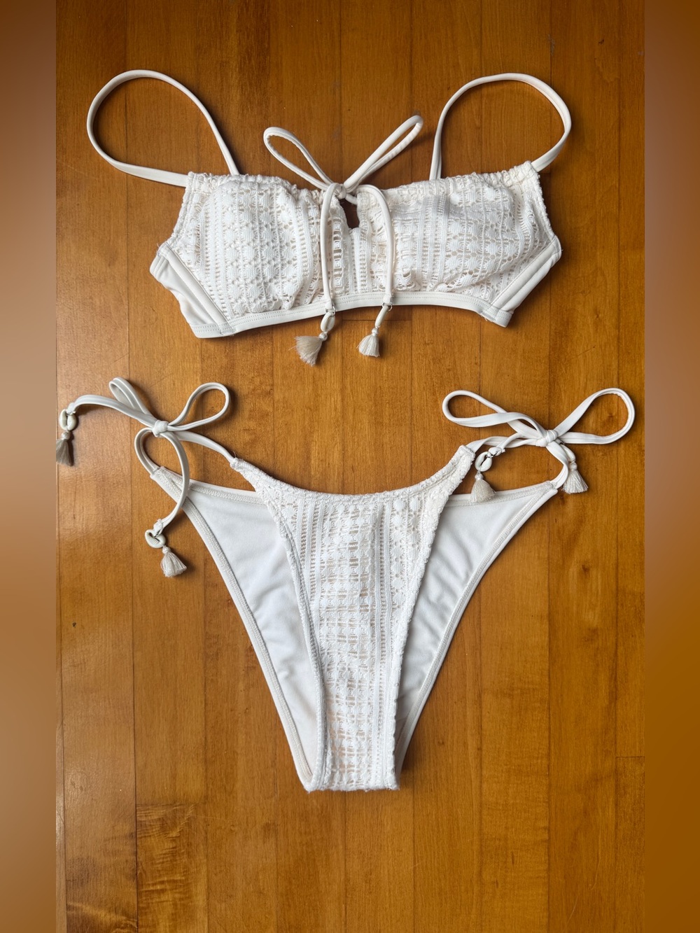Wild Fable Cream Boho Crochet Two Piece Bikini